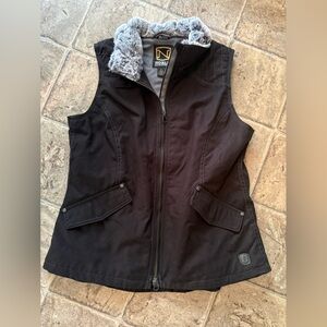 Noble U Women's Black Vest with Gray Fur Trim